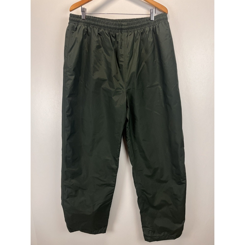 Cabela's Forest Green Nylon Pants Sz XL Tall GUC Rain Elastic Waist Pullon